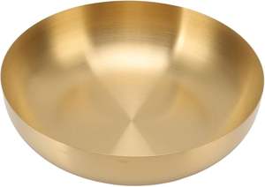 ชามโลหะสำหรับเสิร์ฟอาหาร ตกแต่งด้วยมือ โค้งมน ผิวสีทอง สำหรับเสิร์ฟผลไม้ ใช้ตกแต่งบนโต๊ะอาหาร - Product Image 6