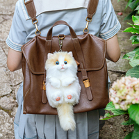 En gros, Porte-clés pendentif en peluche douce en forme de chat mignon assis, fait main, pour usage quotidien / breloque de sac