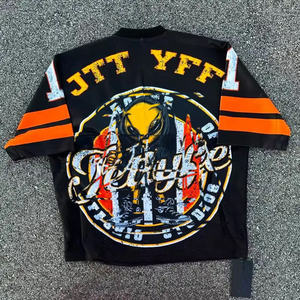 Maillot de football américain en maille Maillot de sport en tissu personnalisé avec logo en détresse Maillot de gardien de but en maille de couleur rouge - Product Image 6