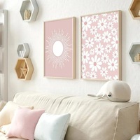 Sevimli pembe güneş kalp gökkuşağı kelebek posterler tuval boyama bulut ay duvar sanat baskı resimleri kreş bebek kız odası dekor