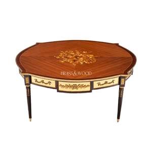 Juego de Mesa de Centro de Madera con Incrustaciones Ovaladas Clásicas de Lujo - Product Image 3