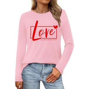 Camisetas de Manga Larga para Mujer, Corte Regular, Estilo Urbano, Tallas Grandes, Transpirables, Color Sólido, 100% Algodón, Venta al Por Mayor - Product Image 2