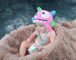 หมวกไหมพรมถักมือ EFANBEANIE ลายมอนสเตอร์ สีเทา ฟ้า ชมพู สำหรับเด็กหญิงและเด็กชาย หมวกบีนนี่พกพาสะดวกสำหรับเด็ก - Product Image 6