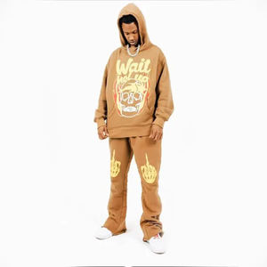 Conjunto de Sudadera con Capucha y Pantalones Deportivos Acampanados Personalizados para Hombre, Conjunto Deportivo Grueso Unisex para Otoño e Invierno, Conjunto de Sudadera con Capucha y Pantalones Deportivos Acampanados - Product Image 5