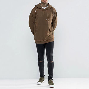 Sudaderas con capucha personalizadas para hombre, rasgadas, lisas, lavadas - Product Image 4