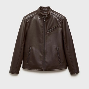 Blouson moto en cuir lisse brun artisanal de qualité supérieure, avec un style urbain élégant et des détails minimalistes modernes - Product Image 1