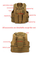Gilet tactique unisexe à dégagement rapide en nylon imperméable pour la chasse, l'entraînement en extérieur, le camouflage, porte-plaques de sécurité avec sangle réglable