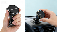Support de téléphone universel pour voiture Dam CH369 en alliage avec rotation à 360°, pliable, aimant puissant, fixation sur tableau de bord