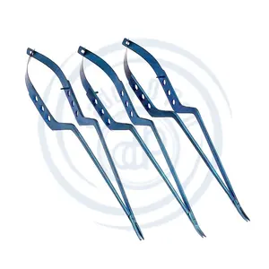 一套3 pcs剪刀弯曲针夹8.5英寸直弯曲蓝色涂层高品质显微手术钳