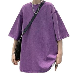 OEM venta al por mayor logotipo personalizado peso pesado Camiseta 100% algodón lavado ácido camiseta con logotipo de microfibra camisetas - Product Image 1