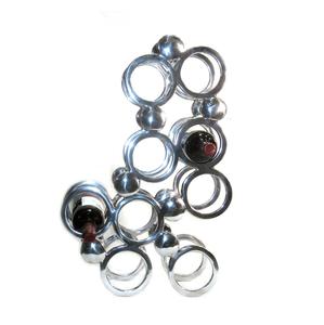 Support de refroidisseur de bouteille de vin polyvalent moderne Anneaux en aluminium Conception Nickelage poli Solution de stockage élégante Bar à la maison - Product Image 1