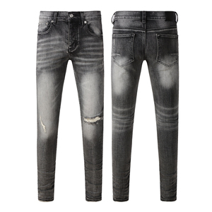 กางเกงยีนส์ขาดๆสำหรับผู้ชายกางเกงยีนส์สีน้ำเงินขาดของดีไซน์เนอร์สำหรับผู้ชาย - Product Image 4