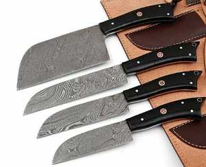 Vente en gros, ensemble de couteaux de cuisine japonais 4 pièces en acier damas fait main personnalisé, ensemble de couteaux de chef avec manche en micarta - Product Image 1