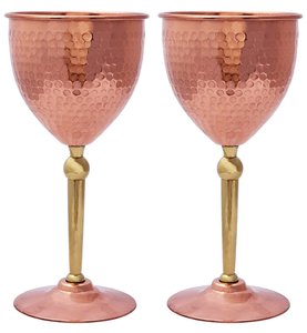 Copas de vino de tallo recubierto de cobre irrompible a prueba de roturas de 4 piezas 100% cobre puro para agua potable Metal alto - Product Image 5