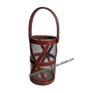 Best Quality Cylindrical Shaped Top on Demand <b>Glass</b> <b>Lantern</b> With Brown Leather Straps for Restaurant Hotel Party Decoration - Product Image 4