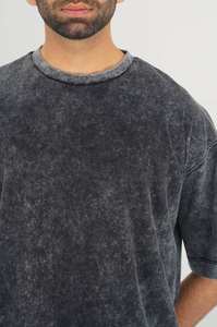 T-shirts surdimensionnés 100% coton pour hommes, couleur personnalisée, délavé à l'acide, respirant, col rond, motif uni, grande taille, haute qualité - Product Image 5