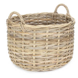 High Quality Curved Base <b>Rattan</b> <b>Storage</b> Basket with Sustainable Handles Flexible and Handwoven Wicker Basket Packed in Cartons - Product Image 3