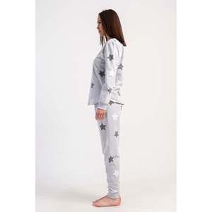 KADIN 2IPLIK XXL O YAKA UZUN KOL ETEGI OVAL MANSETLI PIJAMA TAKIM - สีชมพู - สีชมพู - Product Image 4