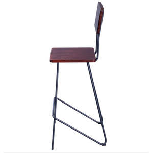 Taburete de Bar Moderno Negro de Tamaño Pequeño y Silla de Acero y Cuero para Exteriores, Taller, Escuela, Sala de Estar, Hotel, Muebles Comerciales - Product Image 3