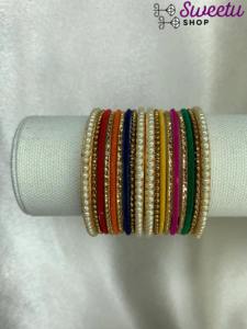 Ensembles de bracelets de mariée pakistanais de luxe de qualité supérieure fabriqués à la main multi-couleurs Unique et beau bracelet de créateur ensemble de Churian - Product Image 4