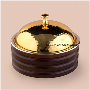 Ensemble de casseroles de la meilleure qualité avec couvercle martelé en acier inoxydable poli Base en bois nacré Ensemble de casseroles d'excellente qualité - Product Image 4