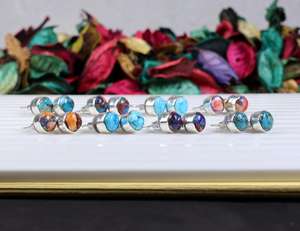 Fourniture directe de l'artiste fait à la main bohème argent Turquoise boucles d'oreilles paisible Oyster Design cadeau d'anniversaire pour les femmes - Product Image 4