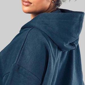 Sweats à capuche à épaules tombantes pour femmes Custom Women's Full Zip Up Hoodie Cotton Breathable Oversized Loose Fit Women's Hoodies All Size - Product Image 3