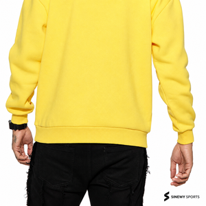 Sweat-shirt à capuche en molleton jaune pour homme, respirant, avec poche, imprimé, coupe ample, décontracté, pour l'hiver - Product Image 4