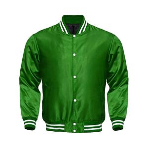 <b>Top</b> Quality Satin <b>Shiny</b> Fabric Cotton Rib Mens Streetwear Fashion Varsity Jacket Custom Embroidery Wholesale Jacket - Product Image 1