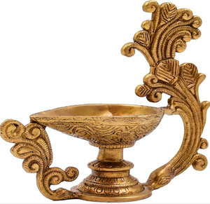 Petit support rond complexe d'Ahkand Jyoti Diya en laiton, dernier Jyoti Diya religieux au taux de gros direct de l'usine - Product Image 2