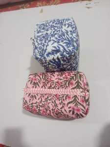 Vente en gros lot pochette cosmétique florale unisexe imprimée à la main style bohème 100% fermeture à glissière avec doublure en coton - Product Image 5