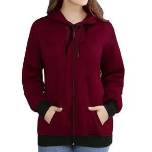 Sweat à capuche zippé en polaire pour femme, coupe classique, anti-boulochage, respirant - Product Image 1