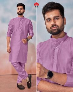 Vêtements occasionnels Banglori Silk Plain Men Kurta Pant Fabricant et fournisseur de l'Inde au taux le plus bas - Product Image 6