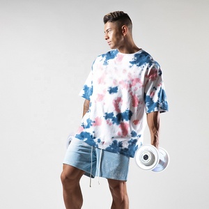 Camiseta extragrande con estampado de tinte de corbata a la moda de verano para hombre, diseño en blanco transpirable y cómodo de algodón puro de manga corta - Product Image 2