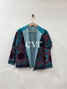 Manteau en velours brodé à la main, col mandarin, manches longues, motif floral, vêtements d'extérieur bohèmes pour femmes adultes, vêtements d'automne - Product Image 2