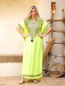 Vestidos largos caftán de manga larga para mujer de maternidad de etiqueta privada Venta caliente blanco colorido negro bordado tamaño libre Casual - Product Image 5