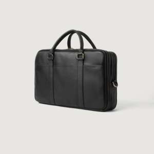 Genuine Leather Classic Large Zipper Business Handbag for Work and Office-Preston Black <b>Briefcase</b> - Product Image 3
