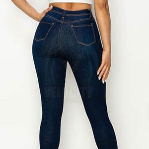 <b>Women's</b> Summer Breathable Casual <b>Jeans</b> Pants Wholesale Custom Made Flat Front Design Low MOQ Cotton Fabric - Product Image 3