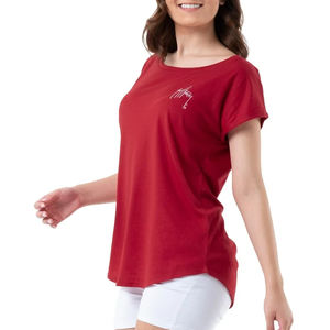 Tops de cuello redondo de manga corta de algodón puro cómodos de talla suelta para mujer, venta al por mayor, camisetas de Color con logotipo personalizado, camisetas de talla grande amigables - Product Image 6
