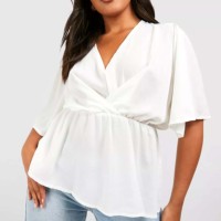 Chemisiers pour femmes grandes tailles OEM, en coton et fibre de bambou, respirants, écologiques, teints par immersion, avec broderie sur le col, pour l'hiver/le printemps/l'automne