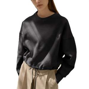 2025 Premium Heavy <b>Weight</b> Cotton Women's Long Sleeve Fleece Sweatshirt Custom Front Plain Crew Neck Eco-Friendly-for Autumn - Product Image 5