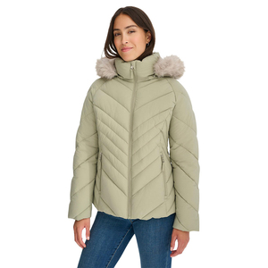 Classic Women's Puffer Jacket Solid Color Winter Waterproof Breathable Hooded Wind Resistant 100% Polyester Filling Outdoor Wear - Product Image 1