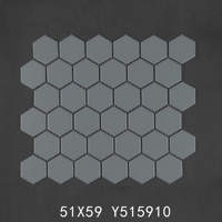 Pierre noire et blanche bleue brillante comme l'hexagone 51x59mm carreaux de mur en porcelaine montés sur maille carreaux de mosaïque en céramique décoratifs