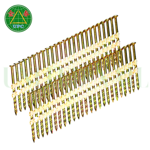 Clous d'encadrement de bande d'acier de revêtement jaune de 21 degrés lisses/type de tige d'anneau/vis avec la conception principale plate du Vietnam pour des pistolets de clou - Product Image 1