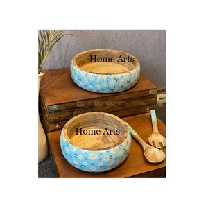 Tazón de madera con diseño impreso para servir alimentos, forma redonda, tamaño personalizado, tazón para servir postres, accesorios de cocina - Product Image 4