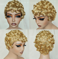 Perruque courte bouclée coupe pixie 100% cheveux humains, perruques fabriquées à la machine, perruques coupe pixie courtes pour femmes noires, perruque en cheveux humains noirs naturels