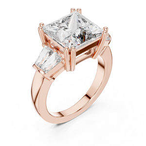 Bague solitaire en or blanc 14 carats avec diamant de laboratoire princesse |   Bague cadeau d'anniversaire |   Nouveau diamant cultivé - Product Image 4