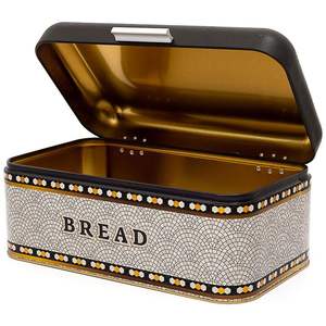 9L Rectangular Bread <b>Box</b> <b>with</b> Hinged <b>Lid</b> 209 x 365 x 120 mm Geometric Mosaic Pattern Food <b>Storage</b> & Container - Product Image 1