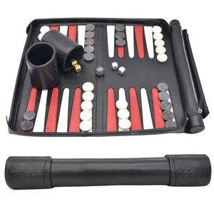 MORGANS INDUSTRIES Jeu de Backgammon en Cuir Écologique Pliable avec Dés et Gobelets pour Jeu en Famille - Product Image 1