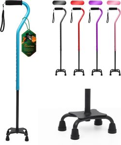 BeneCane Bastón para caminar ajustable Quad Cane con mango acolchado suave compensado para hombres y mujeres Ligero y cómodo con puntas - Product Image 1